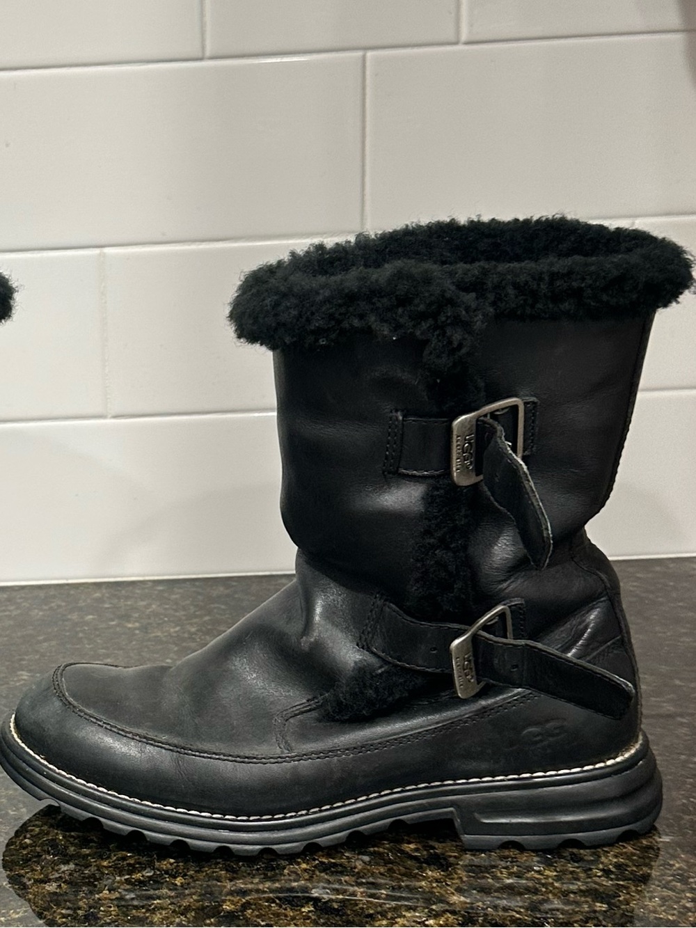 Ugg Black Shearling-Lined Women's Winter Boots